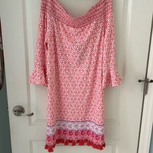 NWT Cabana Life dress. Size large. Coral/white